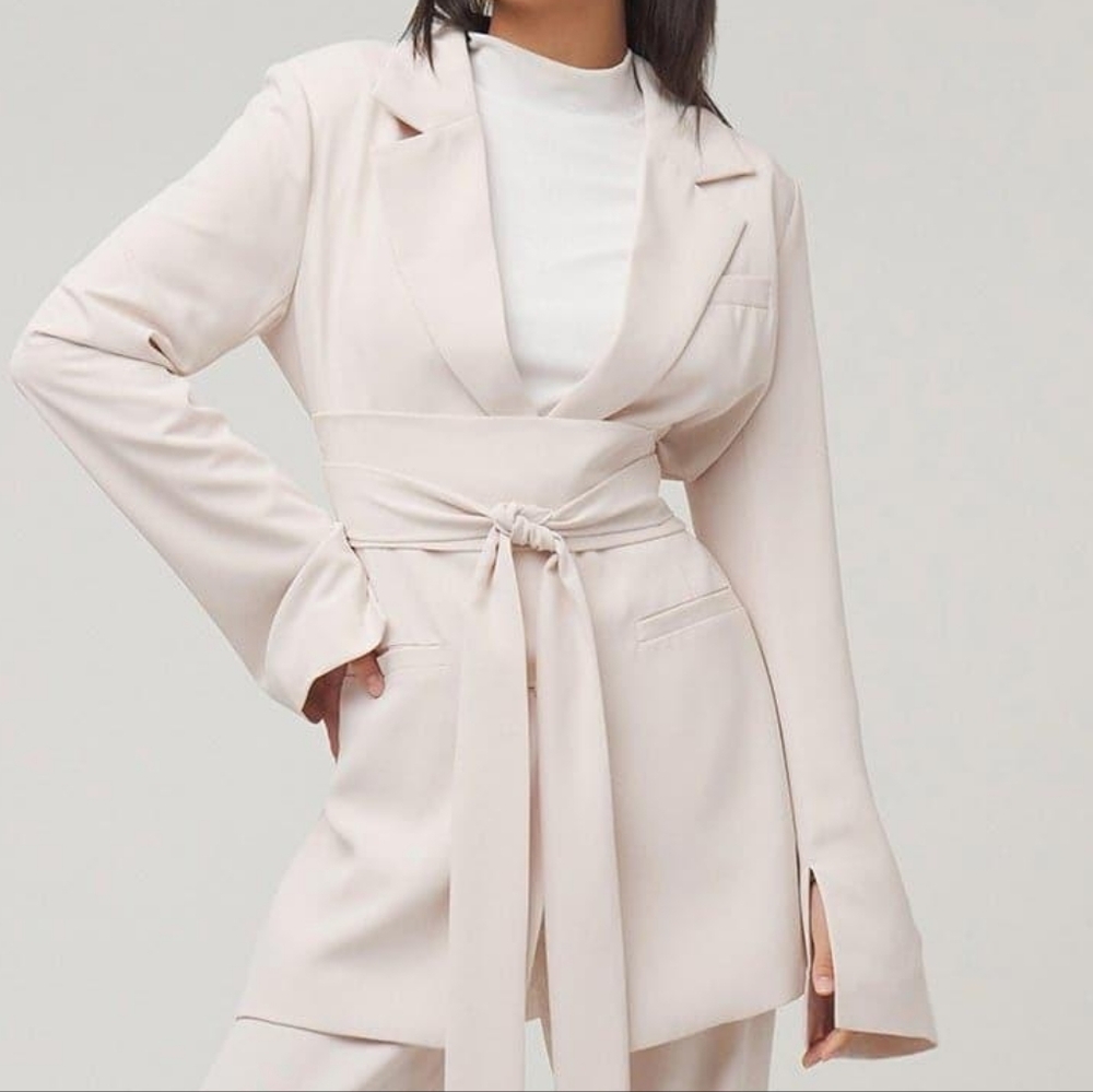 Carolina Tie Waist Blazer - Fog